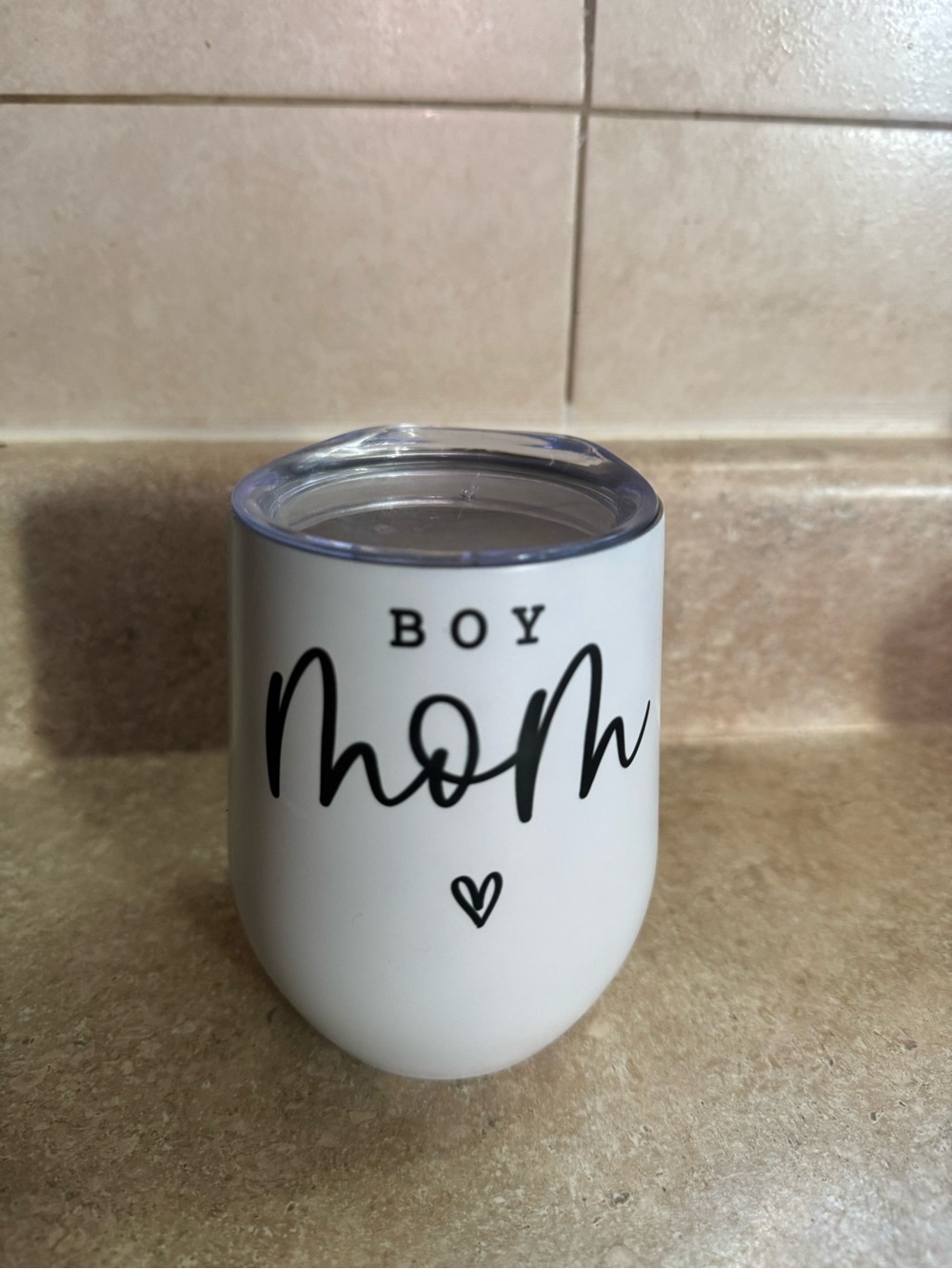 BOY mom White Insulated Wine Tumbler with Lid